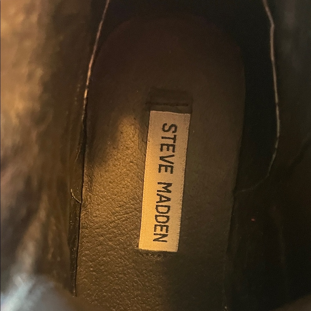 Steve Madden Women’s Black Lace-Up Boots Size 8.5 Zipper Back - Picture 2 of 10